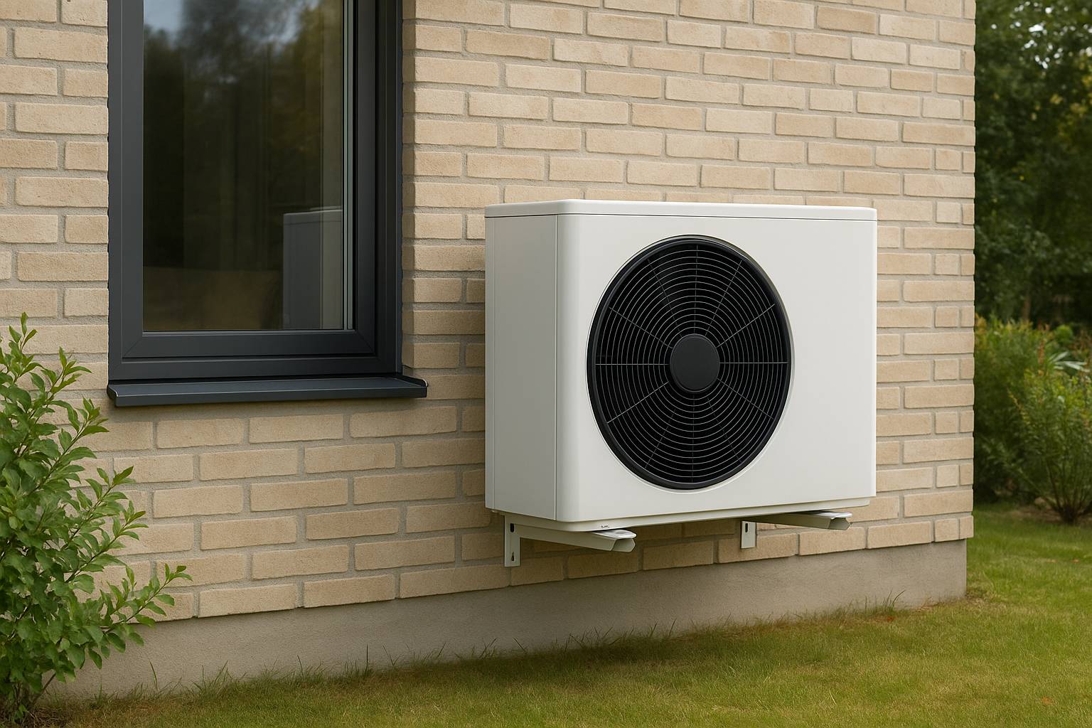 Värmepump på husvägg
